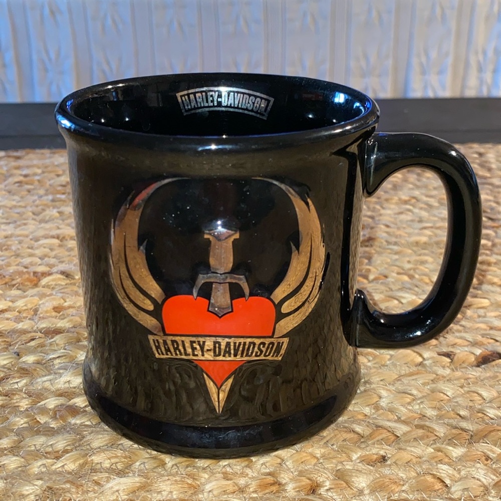 Officially Licensed Harley Davidson Black Ceramic Mug Cup Sword/Heart
